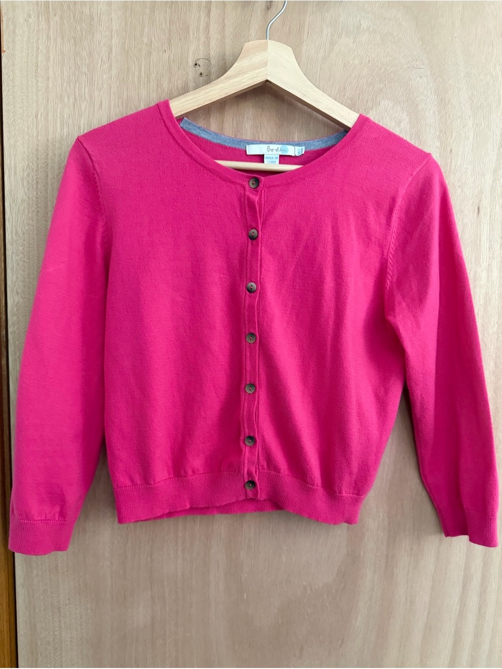 Boden Favorite Cotton Crop Cardigan, Begonia Pink